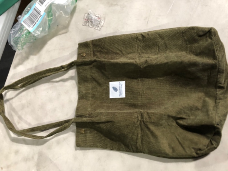 Photo 1 of Ayieyill Corduroy Tote Bag for Women Girl Canvas army Green