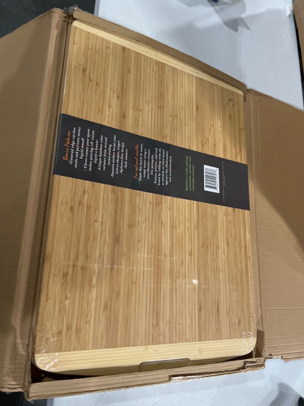 Photo 2 of 30 x 20 Bamboo Extra Large Cutting Board - Wooden Stove Top Cover Noodle Board - Meat Cutting Board for BBQ - Turkey Carving Board - Extra Large Charcuterie Board - Over the Sink Cutting Board 3XL - 30 x 20 Inches Two-Tone
