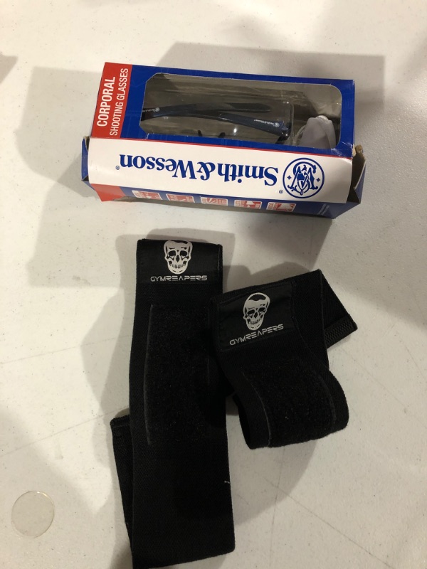 Photo 2 of Bundle: Smith & Wesson Corporal Half Frame Shooting Glasses with No-Slip and (2) Gymreaper wrist straps 