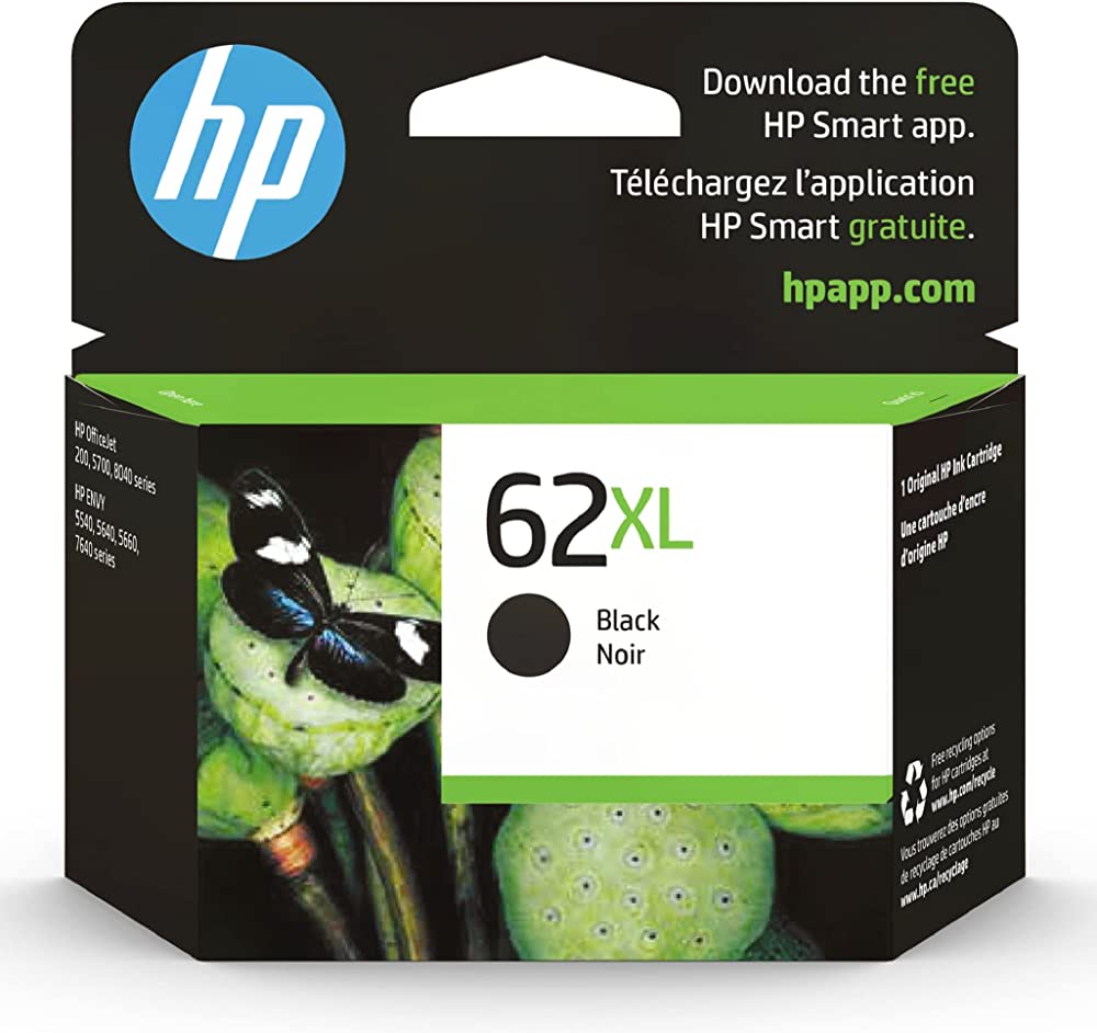 Photo 1 of Original HP 62XL Black High-yield Ink | Works with HP ENVY 5540, 5640, 5660, 7640 Series, HP OfficeJet 5740, 8040 Series, HP OfficeJet Mobile 200, 250 Series | Eligible for Instant Ink | C2P05AN