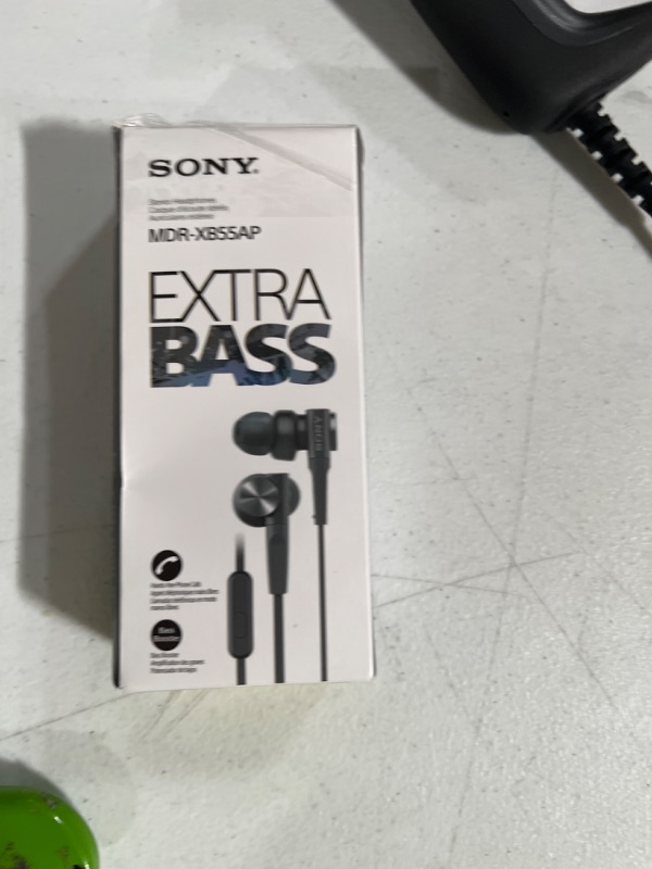 Photo 2 of Sony MDRXB55AP Wired Extra Bass Earbud Headphones/Headset with Mic for Phone Call, Black