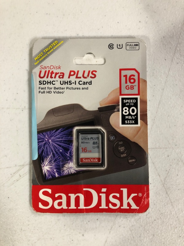 Photo 2 of SanDisk Ultra Plus SDHC Memory Card, 16 GB