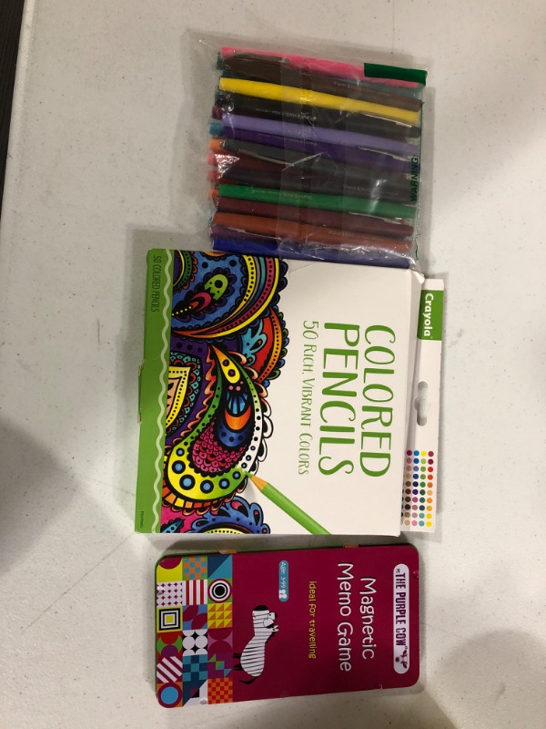 Photo 3 of Bundle: Magnectic Memo Game, Crayola Adult Colored Pencils 50 Count, and a bag of fine point markers 