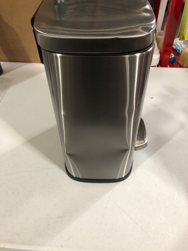 Photo 3 of Amazon Basics 5 Liter / 1.3 Gallon Soft-Close Brushed Stainless Steel (Dented) 