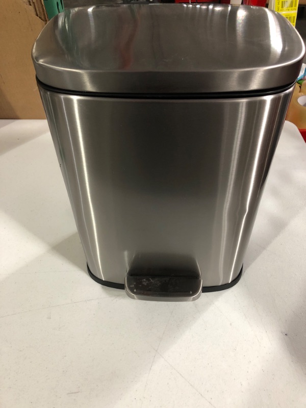 Photo 2 of Amazon Basics 5 Liter / 1.3 Gallon Soft-Close Brushed Stainless Steel (Dented) 