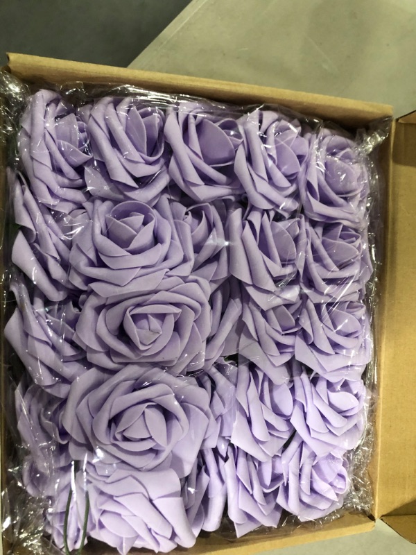Photo 2 of  Artificial Purple Roses Flowers Fake Rose 50 PCS Purple 
