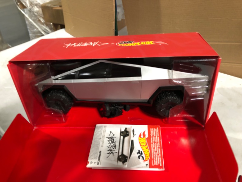 Photo 2 of Hot Wheels RC 1:10 Tesla Cybertruck Radio-Controlled Truck & Electric Cyberquad, Custom Controller, Speeds to 12 MPH, Working Headlights & Taillights