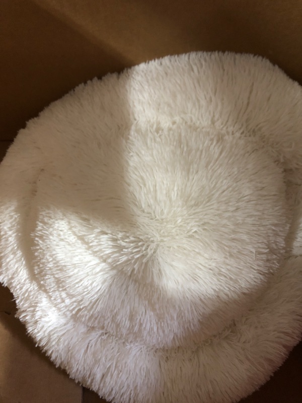 Photo 2 of Aalklia Cat Bed and Dog Bed Cushion, Fluffy and Soft Pet Bed with Anti-Slip Bottom S(20''D×8''H) White