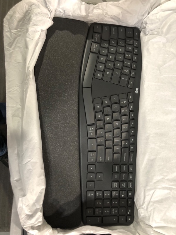 Photo 2 of Logitech ERGO K860 Wireless Ergonomic Keyboard - Split Keyboard, Wrist Rest, Natural Typing, Stain-Resistant Fabric, Bluetooth and USB Connectivity