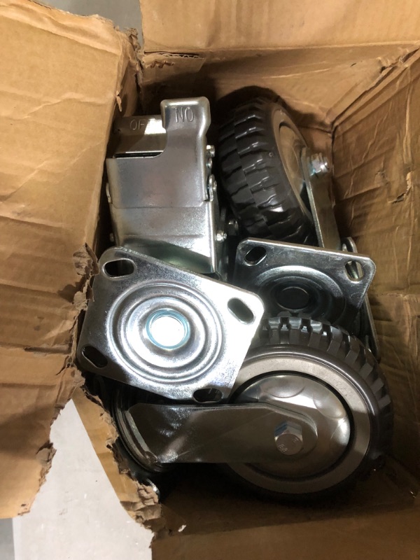 Photo 1 of 6" Heavy Duty Caster Wheels Set of 4 Load 2200lbs Premium Rubber No Noise Casters Wheels Lockable Bearing Plate Caster with Brakes 