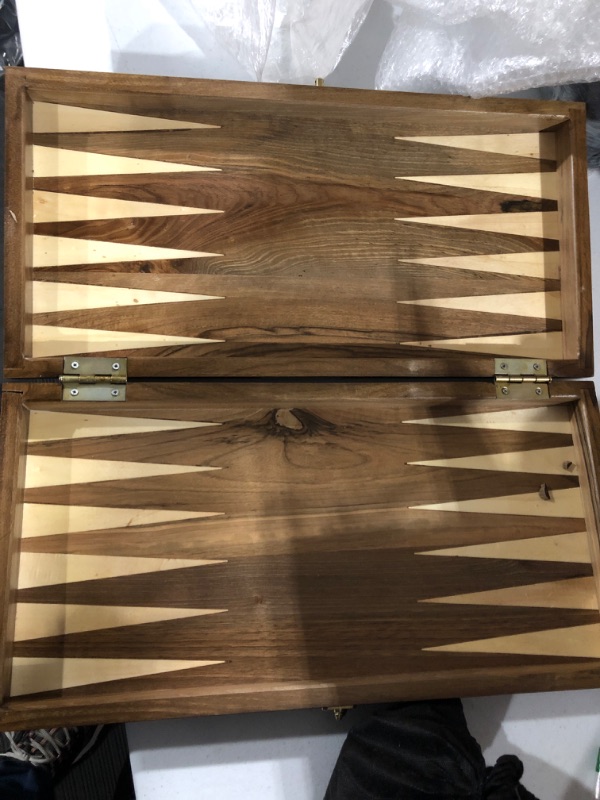 Photo 3 of Backgammon Set Rustic Carved Handmade Walnut Wooden - 20.5 inch Board / Great Gift idea for Christmas - Made in Europe