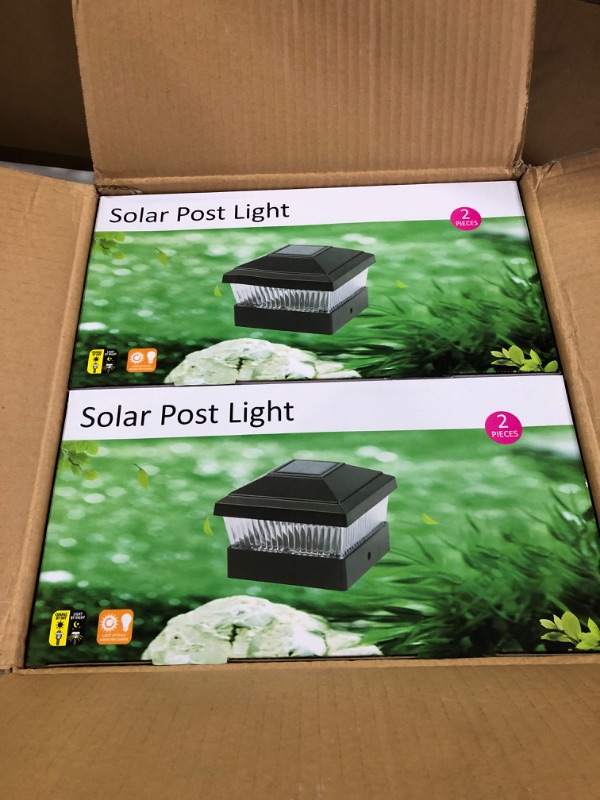 Photo 2 of 8 Pack Solar Power Square Outdoor Post Cap Lights for 4x4 PVC Posts (Black) 8 Pack Standard #1 Black