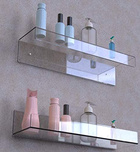 Photo 1 of 2 Pack Clear Acrylic Floating Wall Ledge Shelf, 15" Wall Mounted