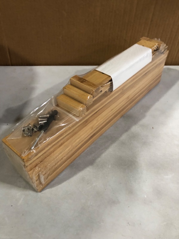 Photo 1 of 6 Pack Bamboo Drawer Dividers, Spring Loaded Adjustable Drawer Separators (2.1" High, 17.52"-21.65"), Perfect Expandable Wooden Drawer Dividers for Kitchen, Bathroom, Bedroom, Dresser & Office 6 Pack Long 17.52-21.65IN