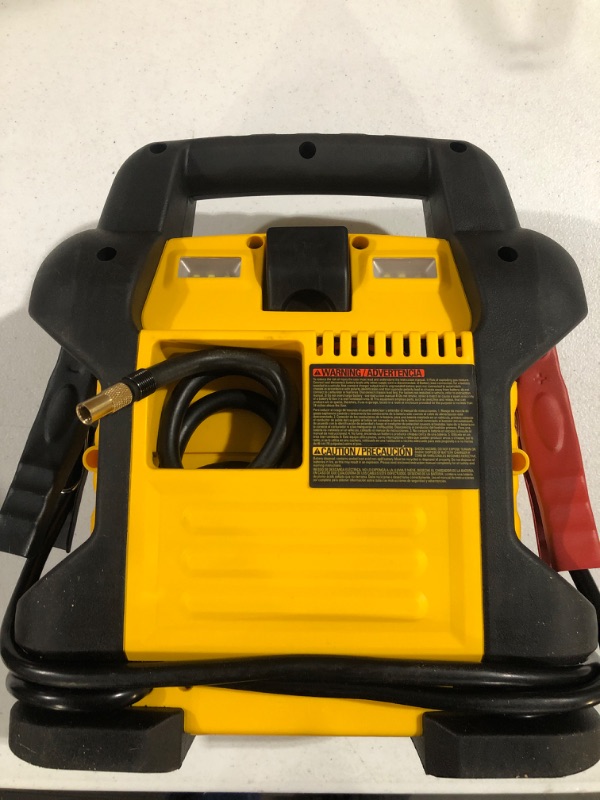 Photo 3 of DEWALT DXAEJ14 Digital Portable Power Station Jump Starter: 1400 Peak/700 Instant Amps, 120 PSI Digital Air Compressor, 3.1A USB Ports, Battery Clamps , Yellow