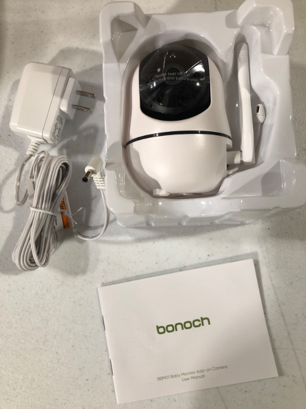 Photo 2 of bonoch Add-on Baby Camera Unit 720p HD Video Baby Monitor Camera No WiFi Security Split-Screen, Crisp Night Vision, 4X Zoom 2-Way Audio Temperature Lullaby Twins Elderly