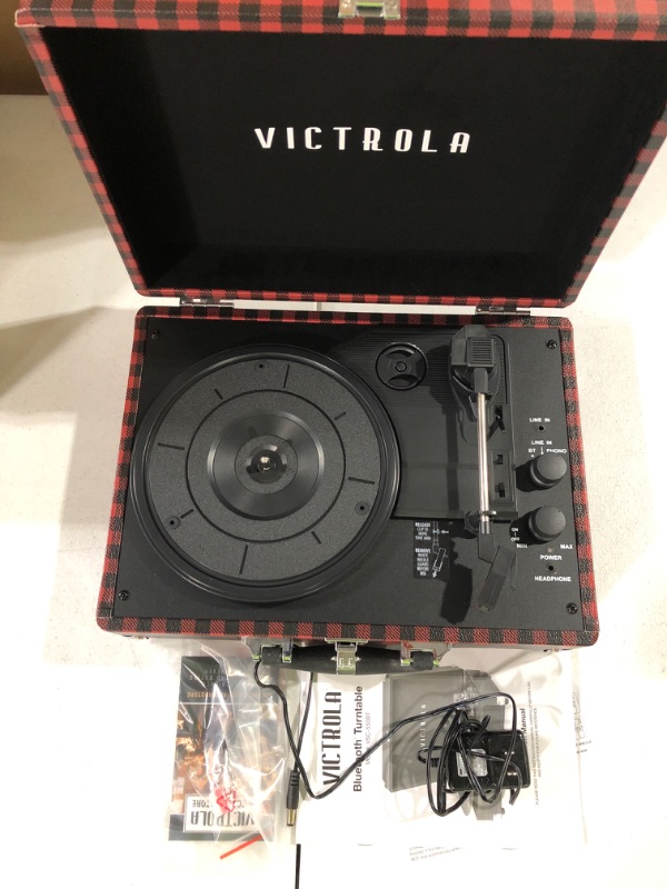 Photo 2 of Victrola Vintage Bluetooth Portable Record Player, Red Black 