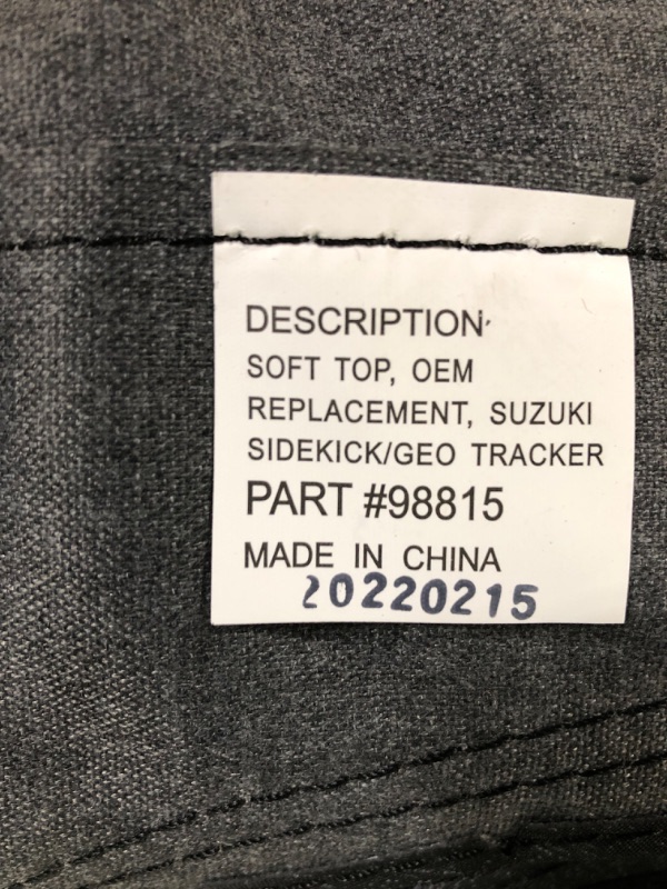 Photo 2 of Rampage Factory Replacement Soft Top, Vinyl, Black Denim with Clear Windows | 98815 | Fits 1995 - 1998 Suzuki Sidekick/Geo Tracker