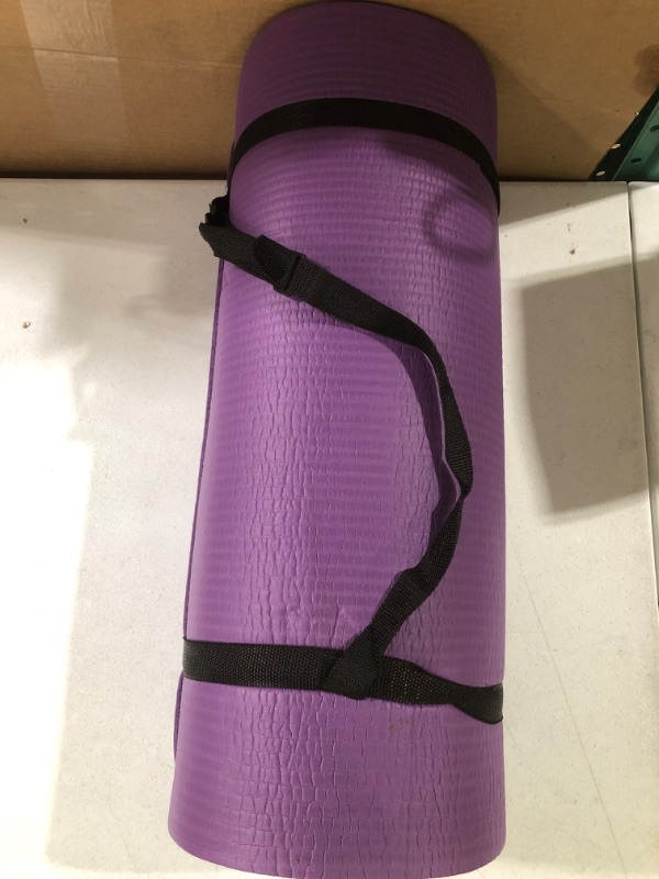 Photo 2 of BalanceFrom All Purpose, Extra Thick High Density Yoga Mat with Carrying Strap Purple