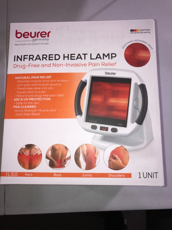 Photo 2 of Beurer IL50 Infrared Heat Lamp, Red Light Heat Device (Portable), for Muscle Pain and Pain Relief, for Cold Relief, Improves Blood Circulation, 300W, Safety-Features