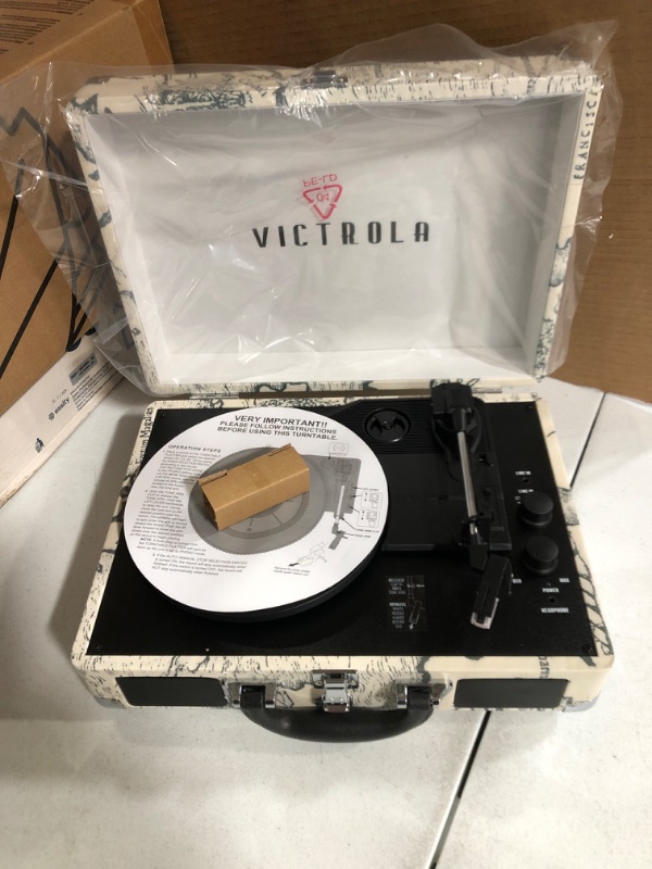 Photo 2 of Victrola Vintage 3-Speed Bluetooth Portable Suitcase Record Player & Vintage 3-Speed Bluetooth Portable Suitcase Record Player with Built-in Speakers | Upgraded Turntable Audio Sound