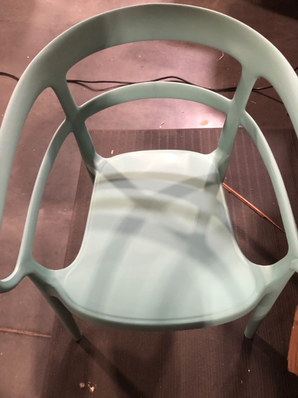 Photo 2 of Amazon Basics Light Blue, Curved Back Dining Chair-Set of 2, Premium Plastic Light Blue Chair-Set