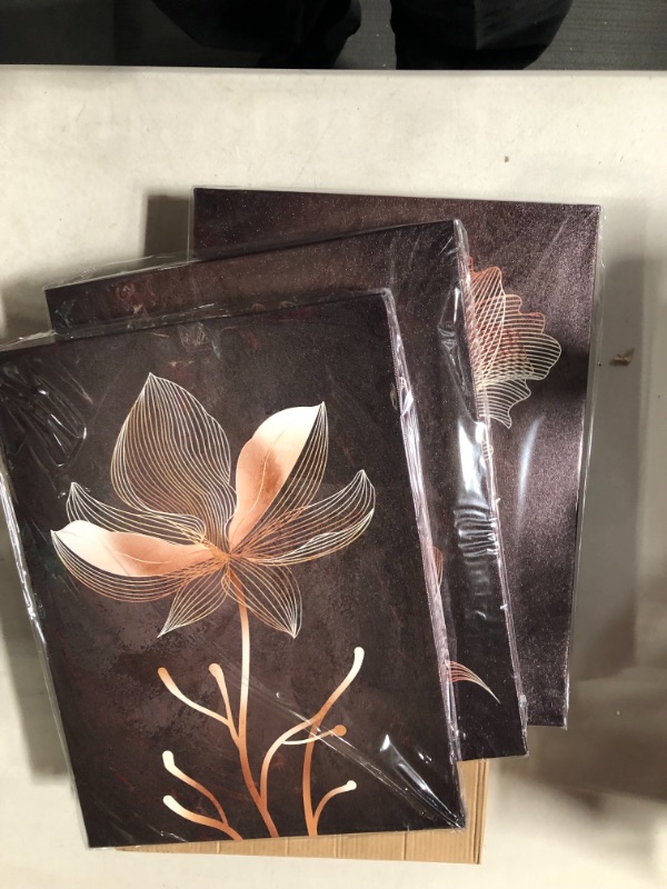 Photo 2 of Abstract Wall Art Brown Flowers Canvas Pictures 