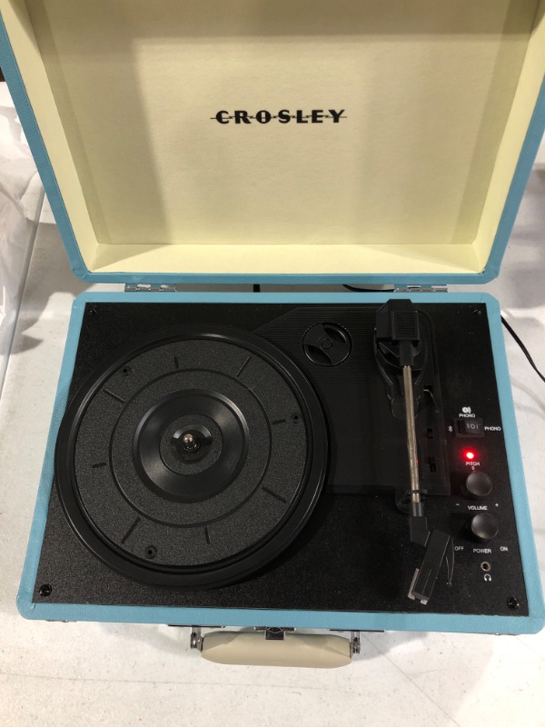 Photo 2 of Crosley Cruiser Plus Vintage Suitcase Vinyl Record Player Turntable Turquoise/White