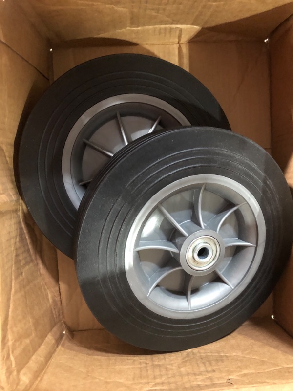 Photo 2 of -Pack 10''x2'' Flat Free Solid Rubber Replacement Tires with 1/2" Axles, Flat-Free Tires for Hand Trucks and Wheelbarrows