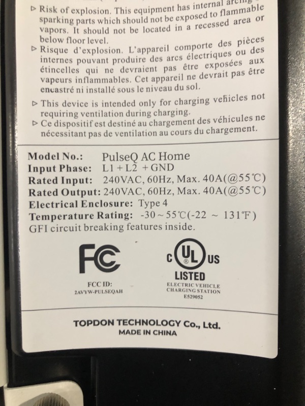 Photo 1 of Topdon Level 2 EV Charger, 40Amp 240V Smart Home Electric Car Charger, NEMA 14-50, UL Listed, Energy Star, Electric Vehicle Charger with WiFi, EVSE Indoor/Outdoor EV Charging Station with PulseQ App Black-16ft