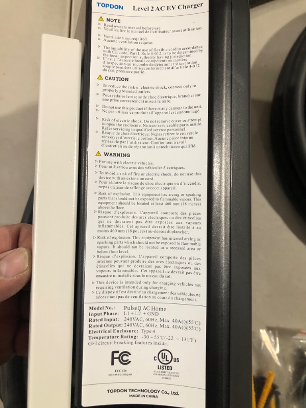 Photo 1 of Topdon Level 2 EV Charger, 40Amp 240V Smart Home Electric Car Charger, NEMA 14-50, UL Listed, Energy Star, Electric Vehicle Charger with WiFi, EVSE Indoor/Outdoor EV Charging Station with PulseQ App Black-16ft
