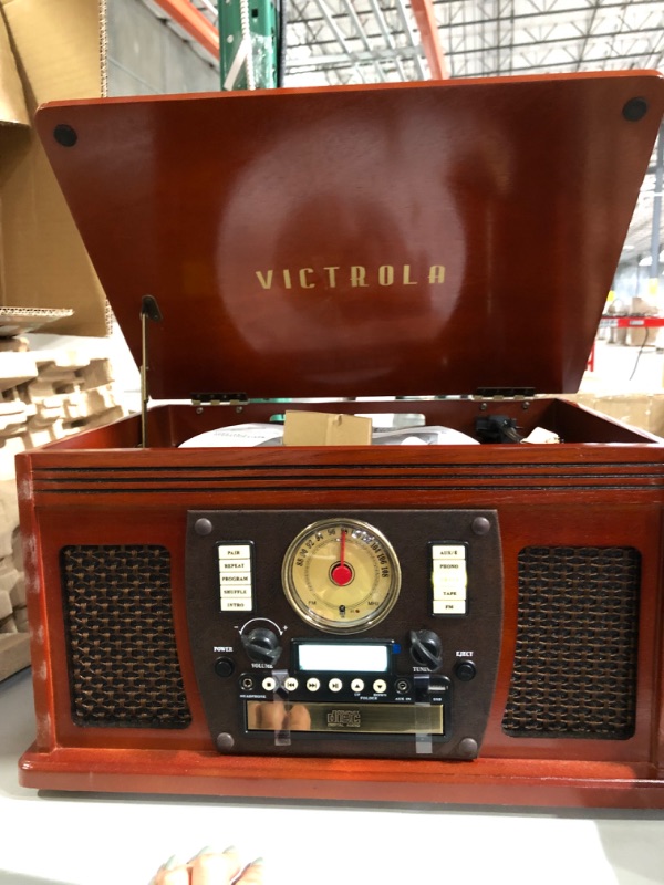 Photo 6 of Victrola Navigator 8-in-1 Classic Bluetooth Record Player with USB Encoding, Mahogany