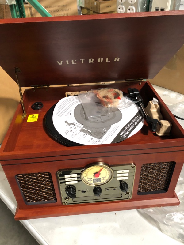 Photo 3 of Victrola Nostalgic 6-in-1 Bluetooth Record Player & Multimedia Center, Mahogany 