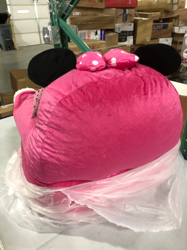 Photo 3 of Idea Nuova Disney Minnie Mouse Figural Bean Bag Chair with Sherpa Trim, Ages 3+, Pink