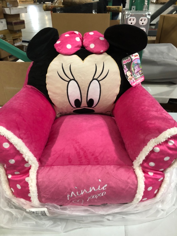 Photo 1 of Idea Nuova Disney Minnie Mouse Figural Bean Bag Chair with Sherpa Trim, Ages 3+, Pink