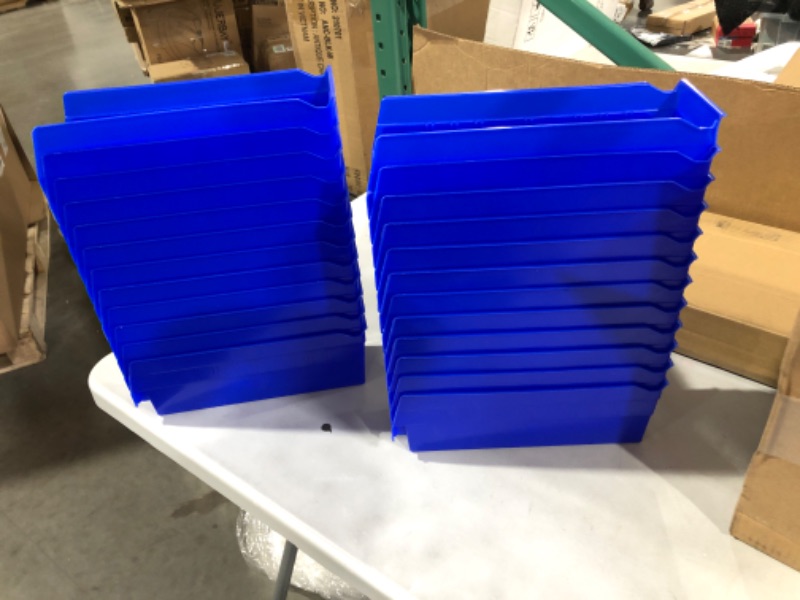 Photo 3 of Akro-Mils 30120 Plastic Nesting Shelf Bin Box, (12-Inch x 4-Inch x 4-Inch), Blue, (24-Pack) & 40120 Crosswise Width Plastic Divider for 30120, 30128, 30124 Shelf Bin Storage Bins, Black, (24-Pack) Blue Bin Box + Plastic Divider