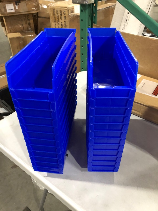 Photo 2 of Akro-Mils 30120 Plastic Nesting Shelf Bin Box, (12-Inch x 4-Inch x 4-Inch), Blue, (24-Pack) & 40120 Crosswise Width Plastic Divider for 30120, 30128, 30124 Shelf Bin Storage Bins, Black, (24-Pack) Blue Bin Box + Plastic Divider