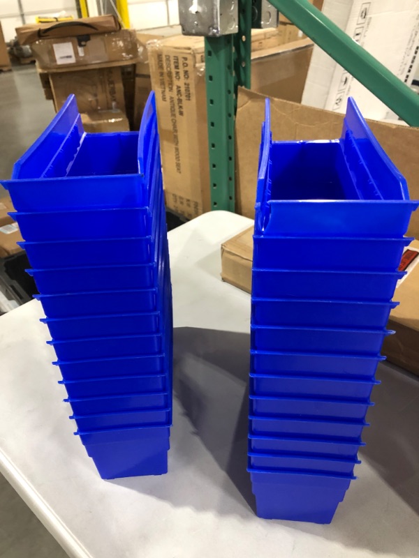 Photo 4 of Akro-Mils 30120 Plastic Nesting Shelf Bin Box, (12-Inch x 4-Inch x 4-Inch), Blue, (24-Pack) & 40120 Crosswise Width Plastic Divider for 30120, 30128, 30124 Shelf Bin Storage Bins, Black, (24-Pack) Blue Bin Box + Plastic Divider