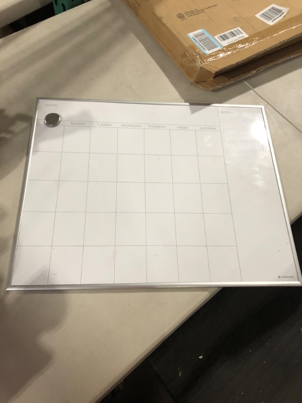 Photo 2 of U Brands Magnetic Monthly Calendar Dry Erase Board, 16 x 20 Inches, Silver Aluminum Frame, Magnet and Marker Included (361U00-01),Silver Frame Aluminum 16'' x 20'' Silver