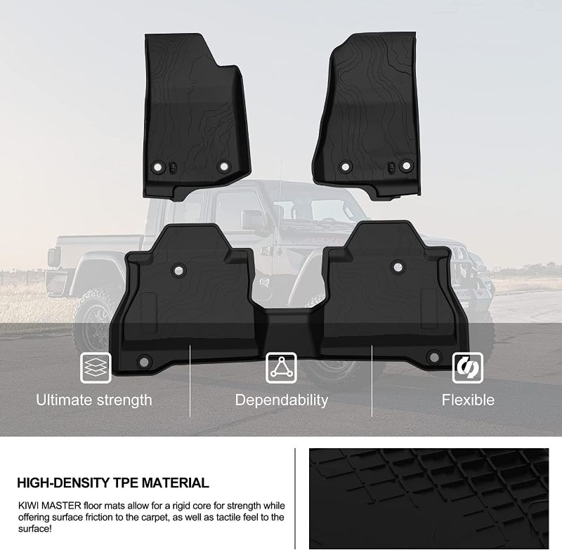 Photo 1 of A&UTV PRO Gladiator All Weather Floor Mats, for 2020 2021 2022 2023 Jeep Gladiator JT 4 Door, TPE Material Front & Rear Floor Liners 2 Row