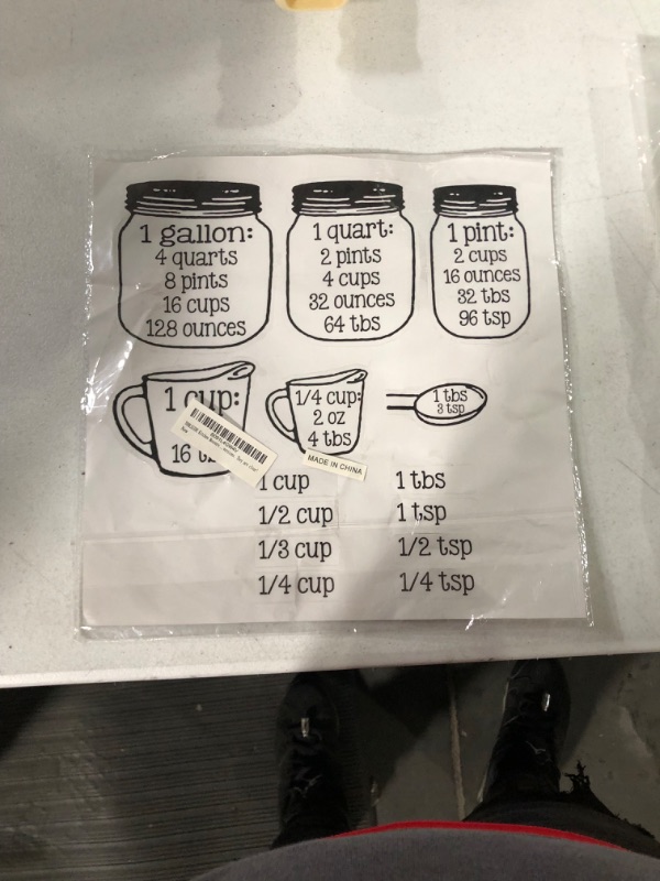 Photo 2 of *SEE NOTES* TOOLSSIDE Kitchen Measurement Conversion Chart - Vinyl Kitchen Labels Conversions Wall Decals  12" x 12",  **They are clear!**