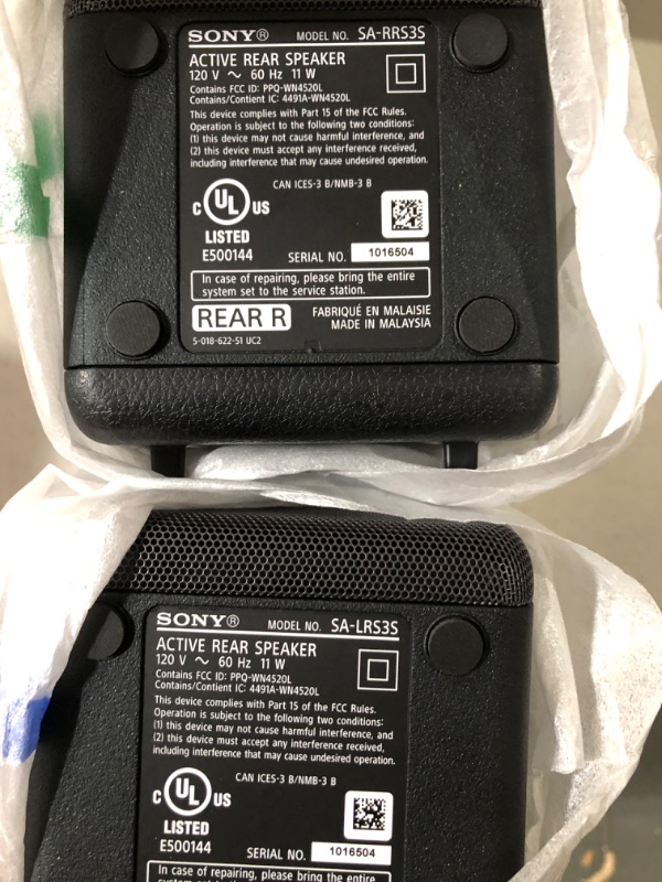 Photo 2 of Sony SA-RS3S Wireless Rear Speakers for HT-A7000/A5000/A3000