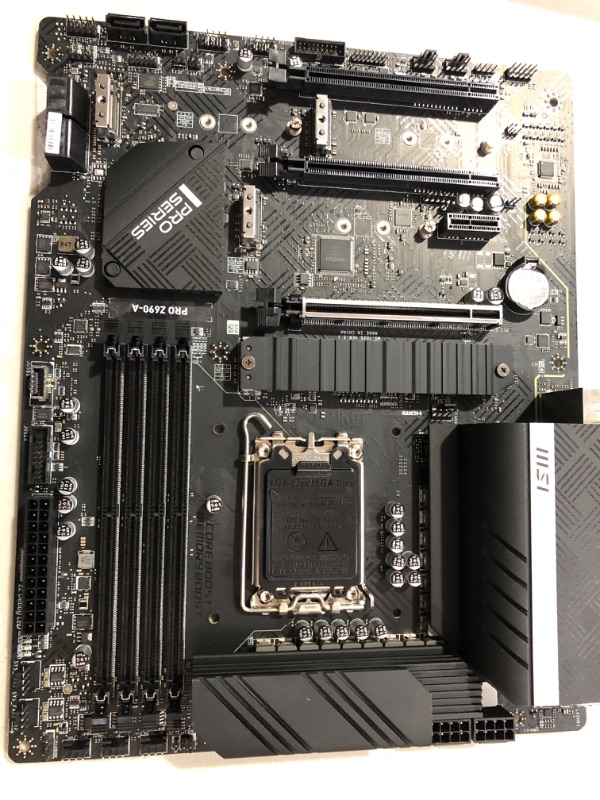 Photo 4 of PARTS ONLY****
MSI PRO Z690-A ProSeries Motherboard (ATX, 12th Gen Intel Core, LGA 1700 Socket, DDR5, USB 3.2 Gen 2, PCIe 5, 2.5G LAN, M.2 Slots)