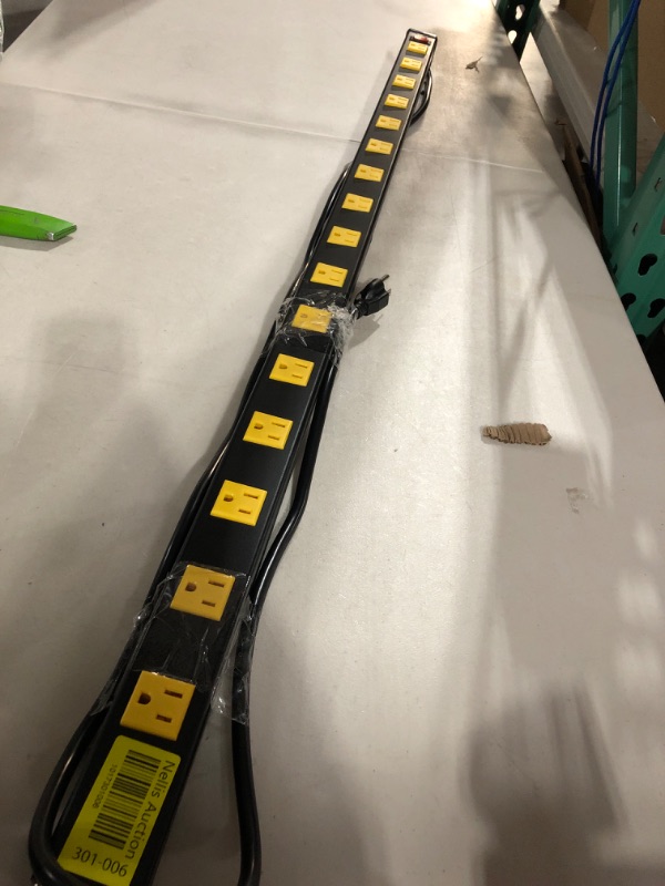 Photo 2 of JUNNUJ Long Metal 16 Outlet Power Strip, Wide Spaced Garage Industrial Power Strip, Heavy Duty Power Strip with 6 FT Cord 15A, 125V, 1875W. 6FT Yellow