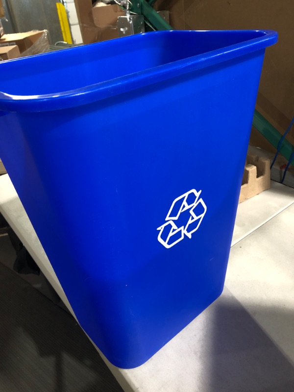 Photo 2 of AmazonCommercial 10 Gallon Commercial Office Wastebasket, Blue, w/ Recycle Logo, 1-pack
