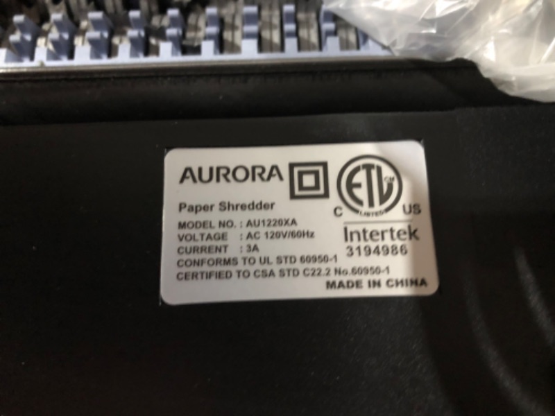 Photo 3 of Aurora AU1220XA 12 Sheet Crosscut Paper and Credit Card Shredder with 5.2 gal Wastebasket 