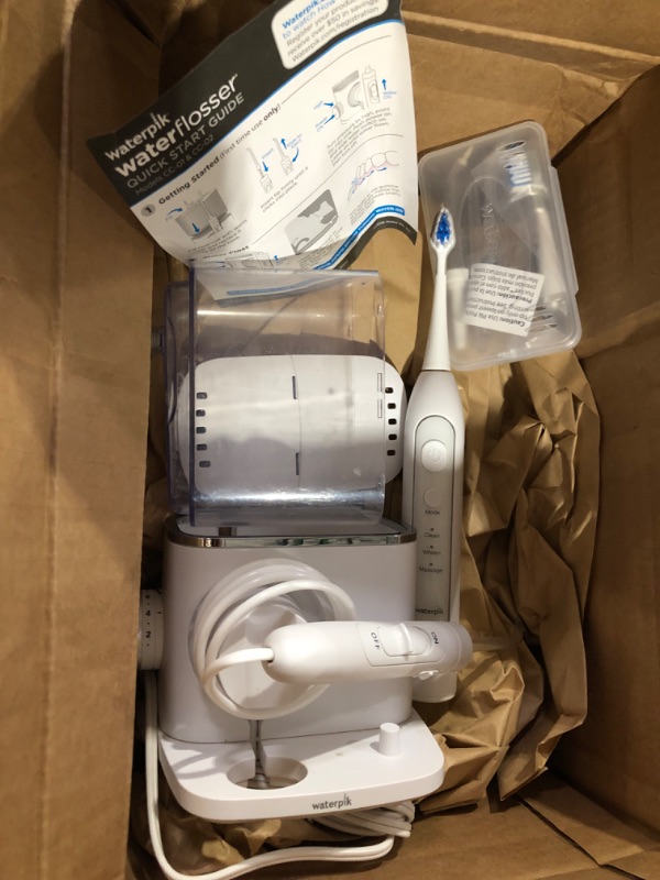 Photo 3 of **USED/SEE NOTES** Waterpik Complete Care 9.0 Sonic Electric Toothbrush with Water Flosser, CC-01 White, 11 Piece Set