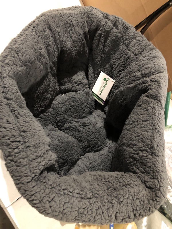 Photo 2 of **USED** Furhaven Hi Lo Lambswool Cuddler Pet Bed - Charcoal Gray MEDIUM 