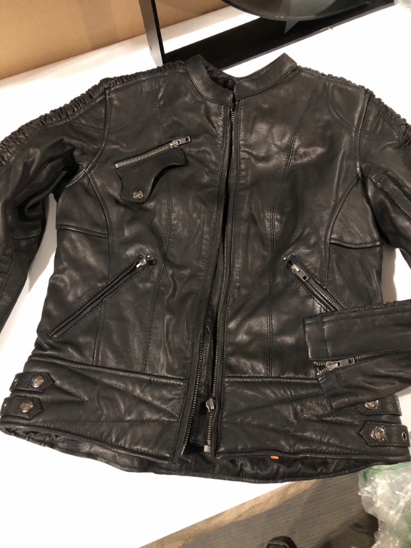 Photo 2 of **SMALL** Milwaukee Leather Women's Black 'Crinkled Arm' Lightweight Racer Jacket Black 