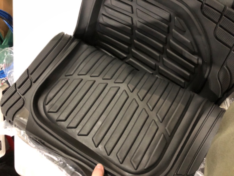 Photo 2 of Bdk MT783PLUS Proliner Original 3PC Heavy-Duty Front & Rear Rubber Floor Mats for Car SUV Van & Truck - All Weather Protection Universal Fit (Black)